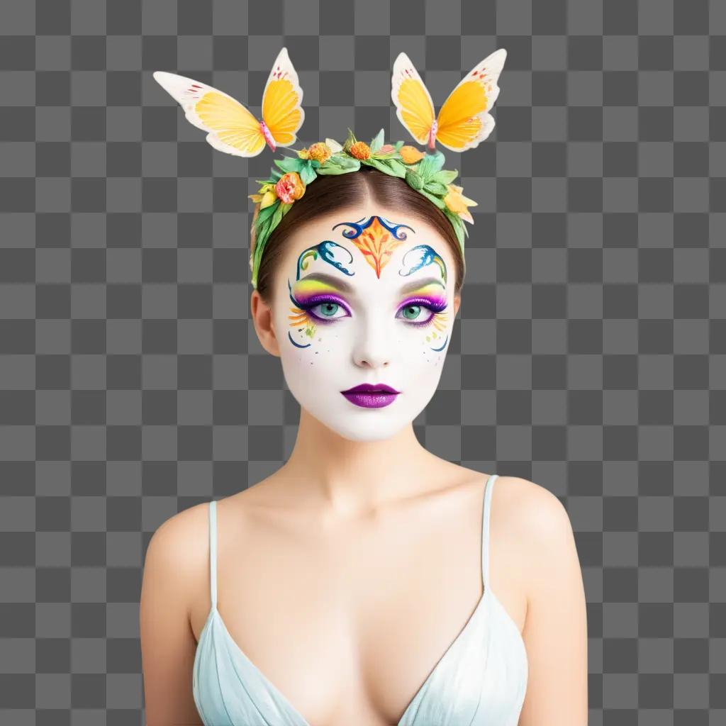 woman wearing butterfly makeup has her face painted