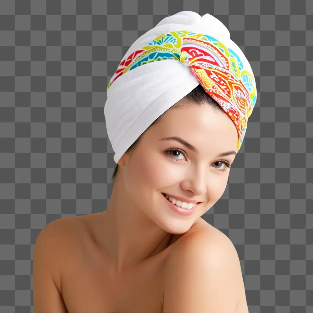 woman with a colorful head towel smiles