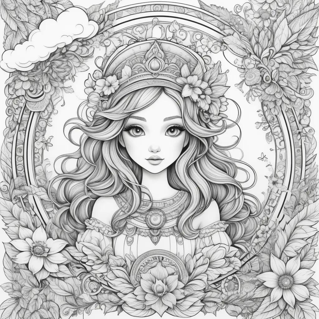 woman with a crown is colored in adult coloring pages