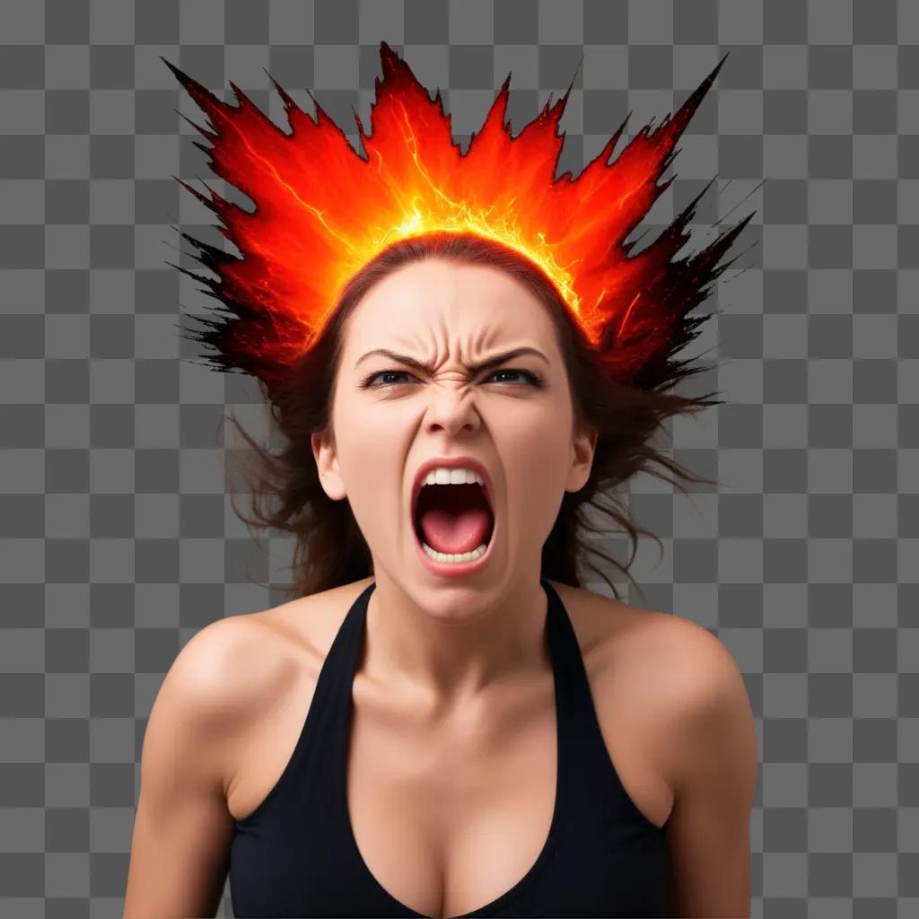 woman with a fiery crown on her head