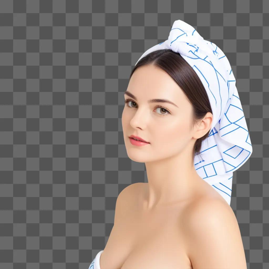 woman with a head towel on posing for a picture