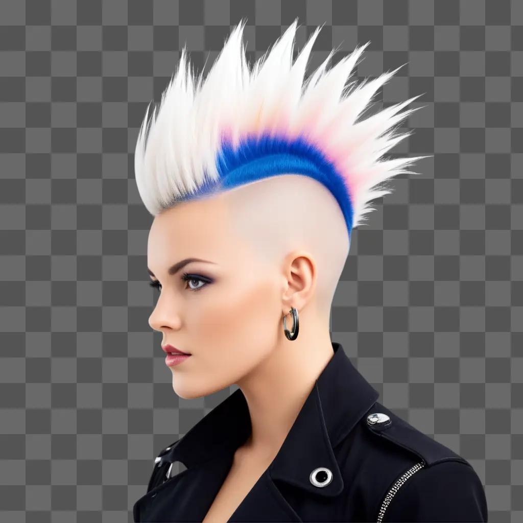 woman with a mohawk hairstyle and a black jacket