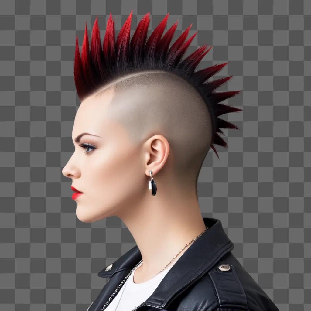 woman with a red and black mohawk