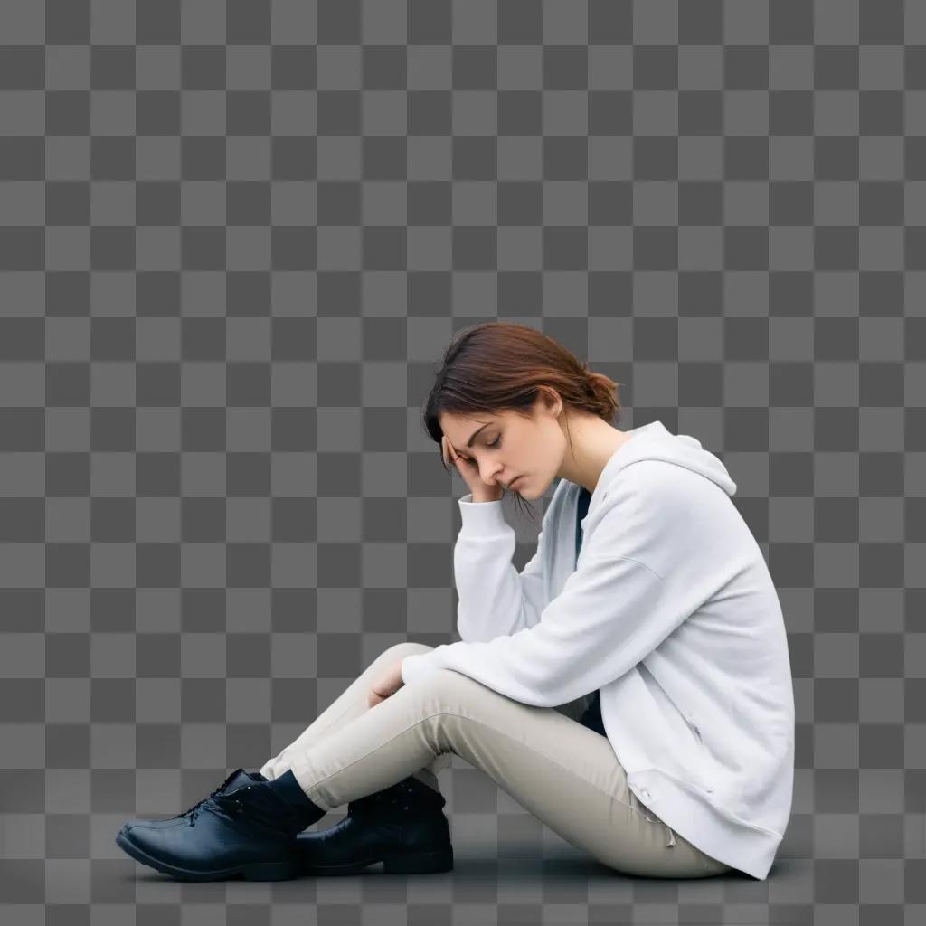 woman with a sad look sitting on the ground