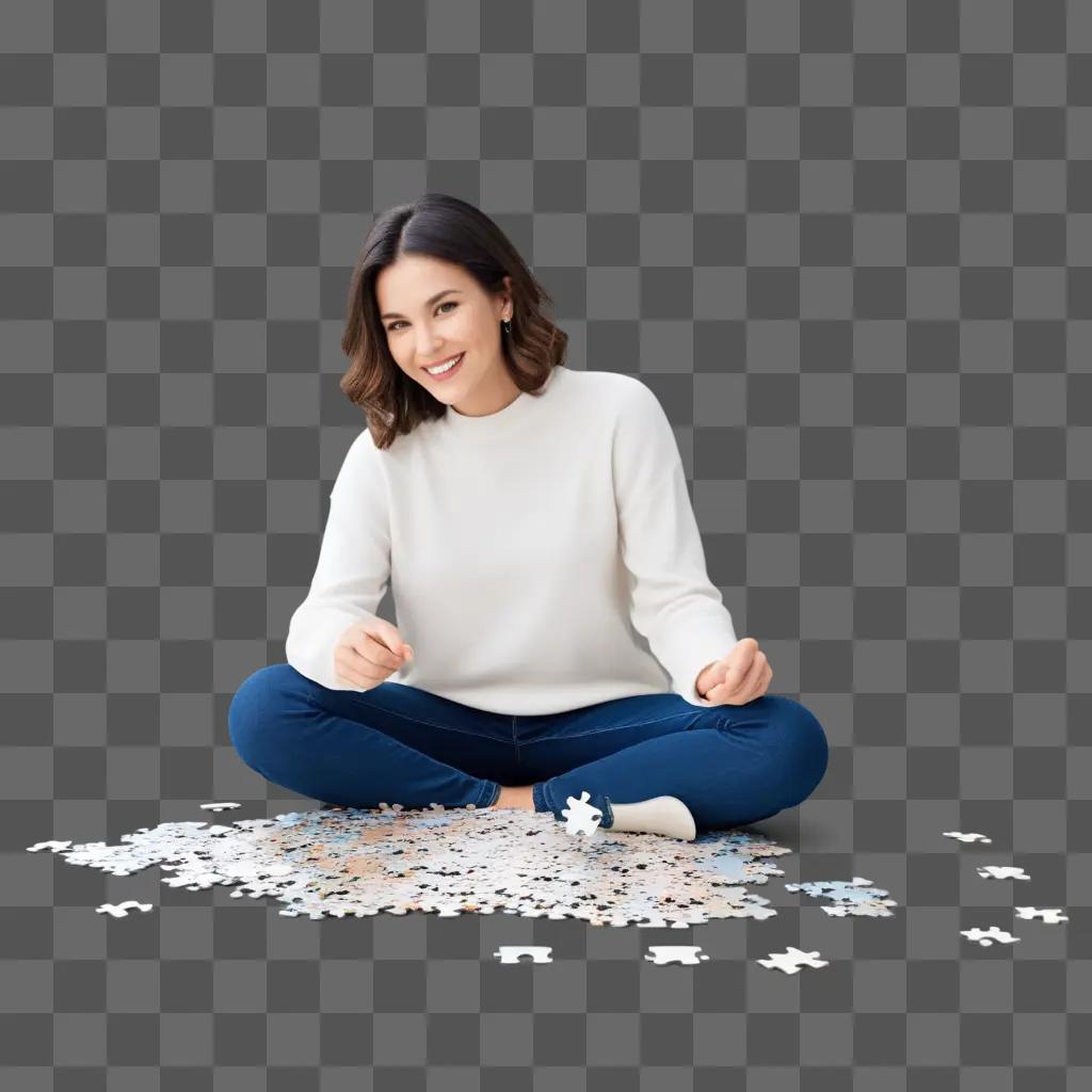 woman with a solved puzzle on her lap