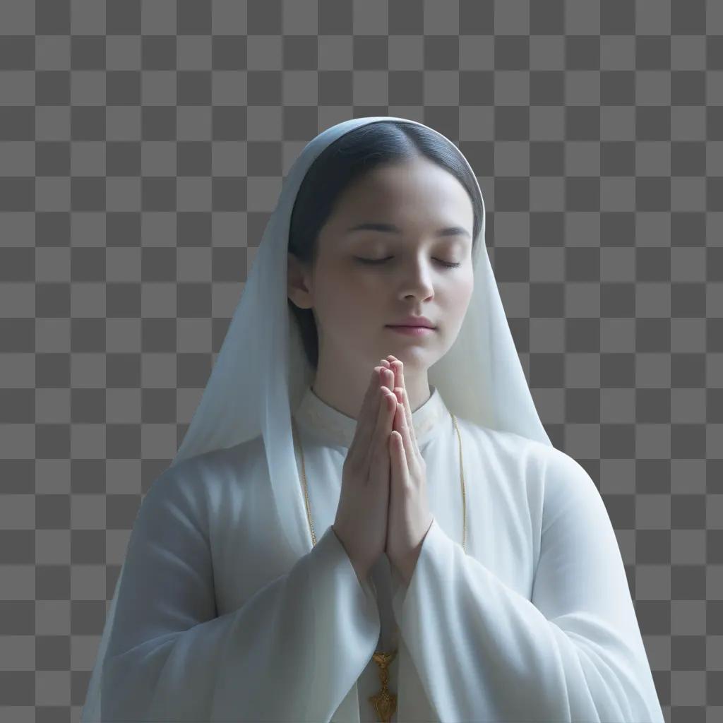 woman with a transparent hand praying