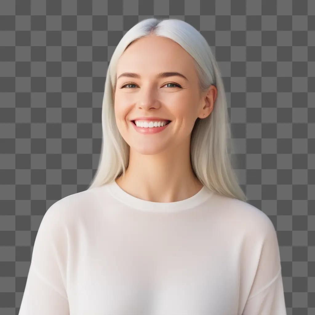 woman with a transparent smile on a beige background