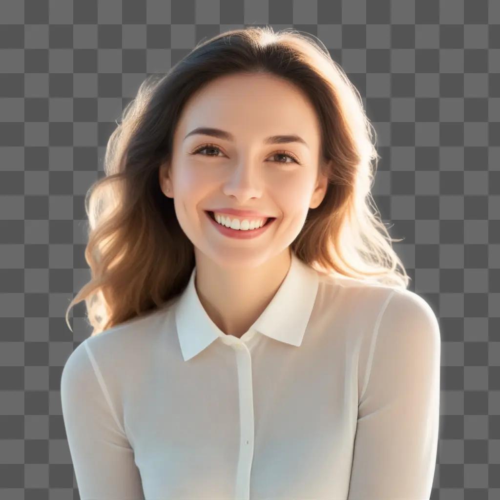 woman with a transparent smile on a white background