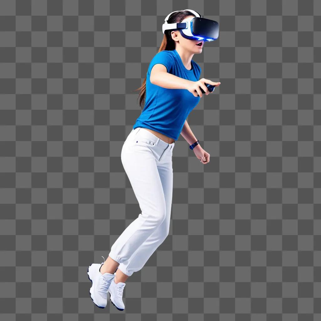 woman with a virtual reality headset is playing a game