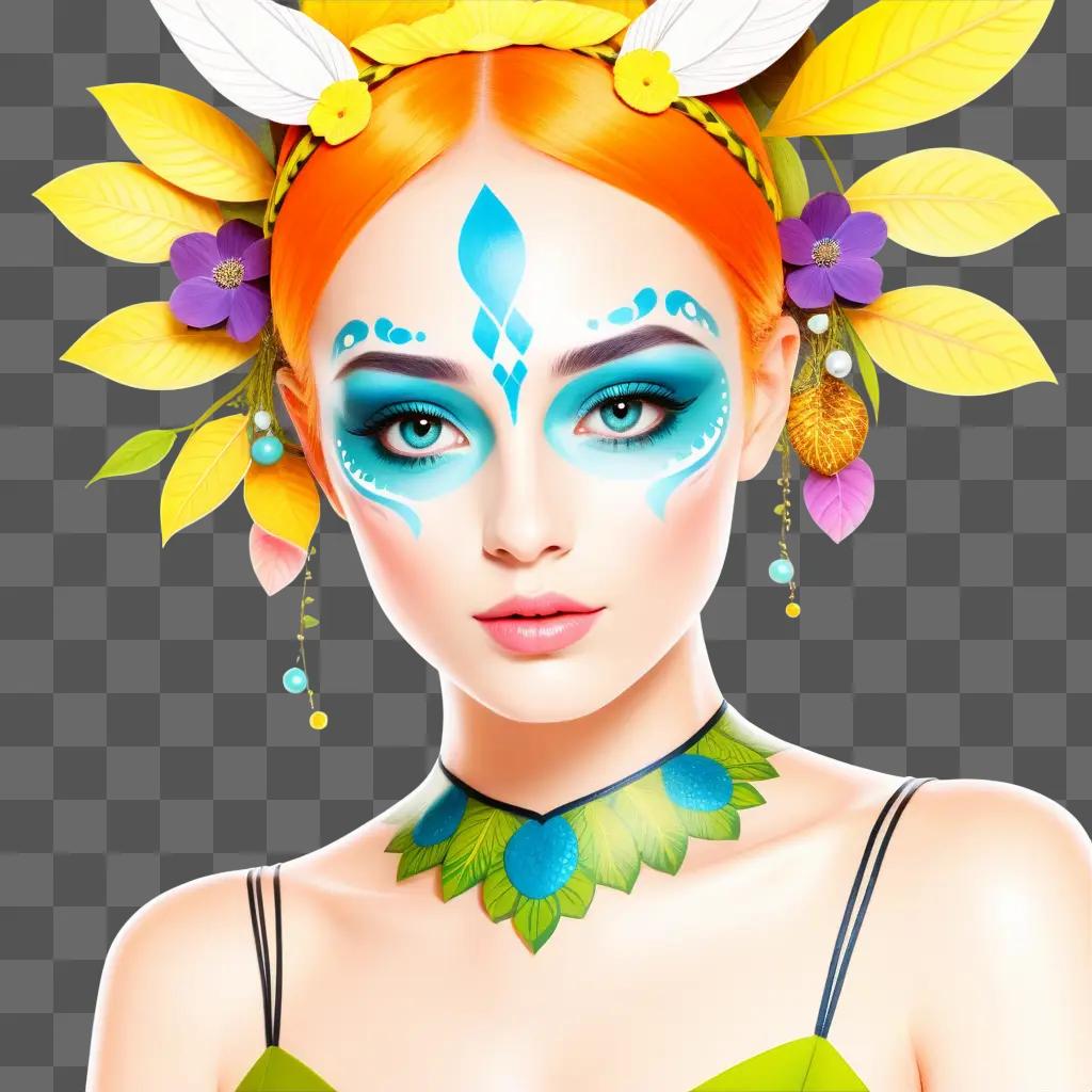 woman with colorful make up and accessories