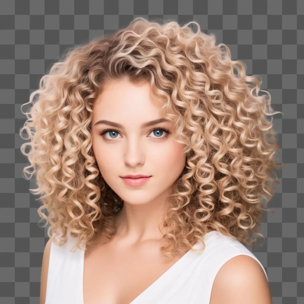 woman with curly hair looks into the camera