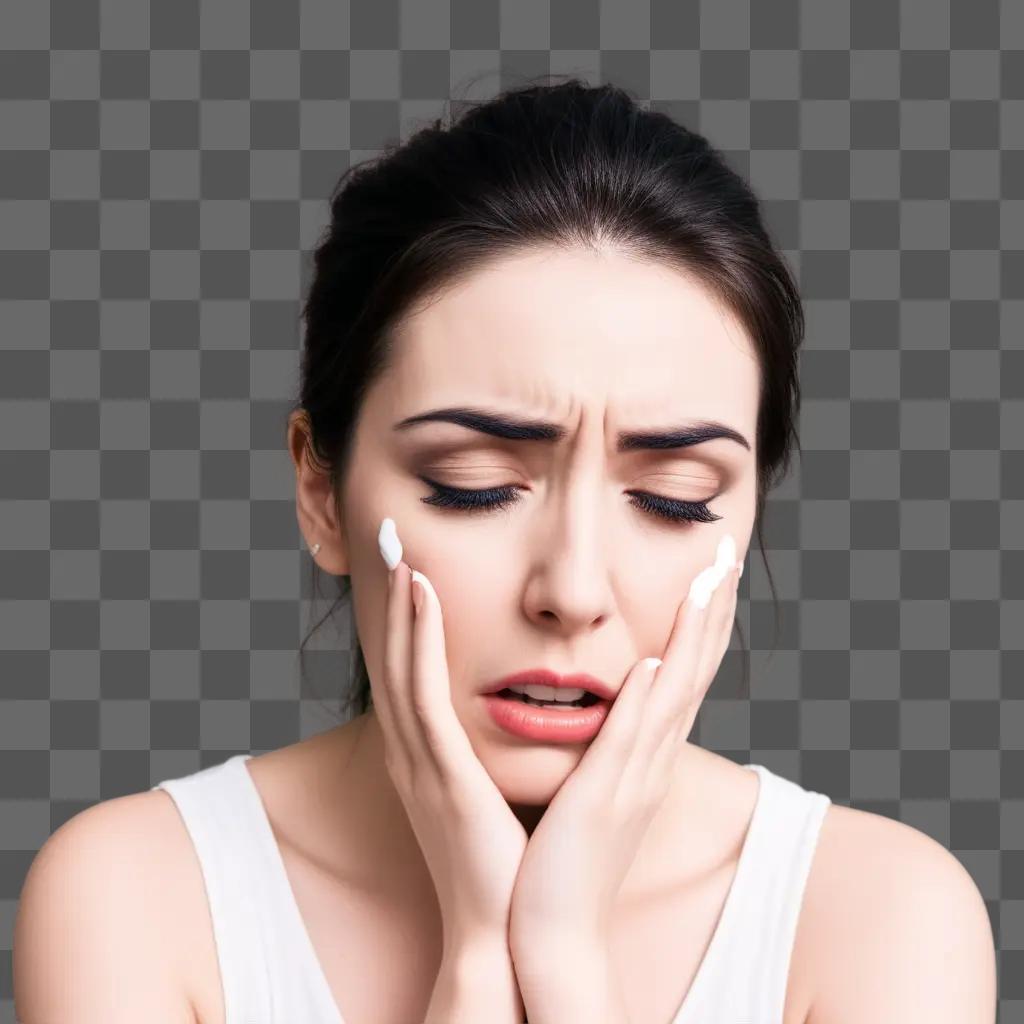 woman with fake tears on her face