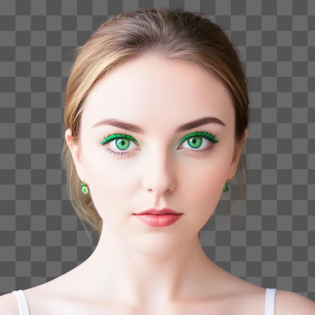 woman with green eyes wearing earrings