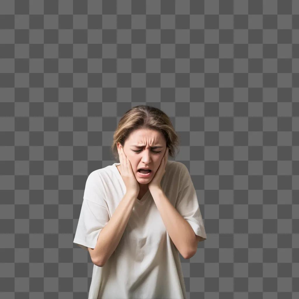 woman with her hands over her face in distress