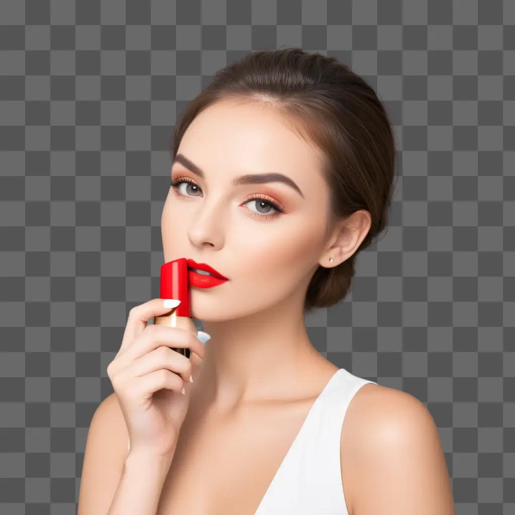 woman with lipstick applies it to her lips