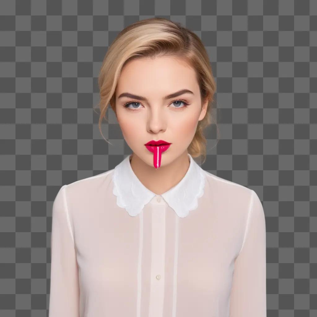 woman with lipstick stain on her mouth