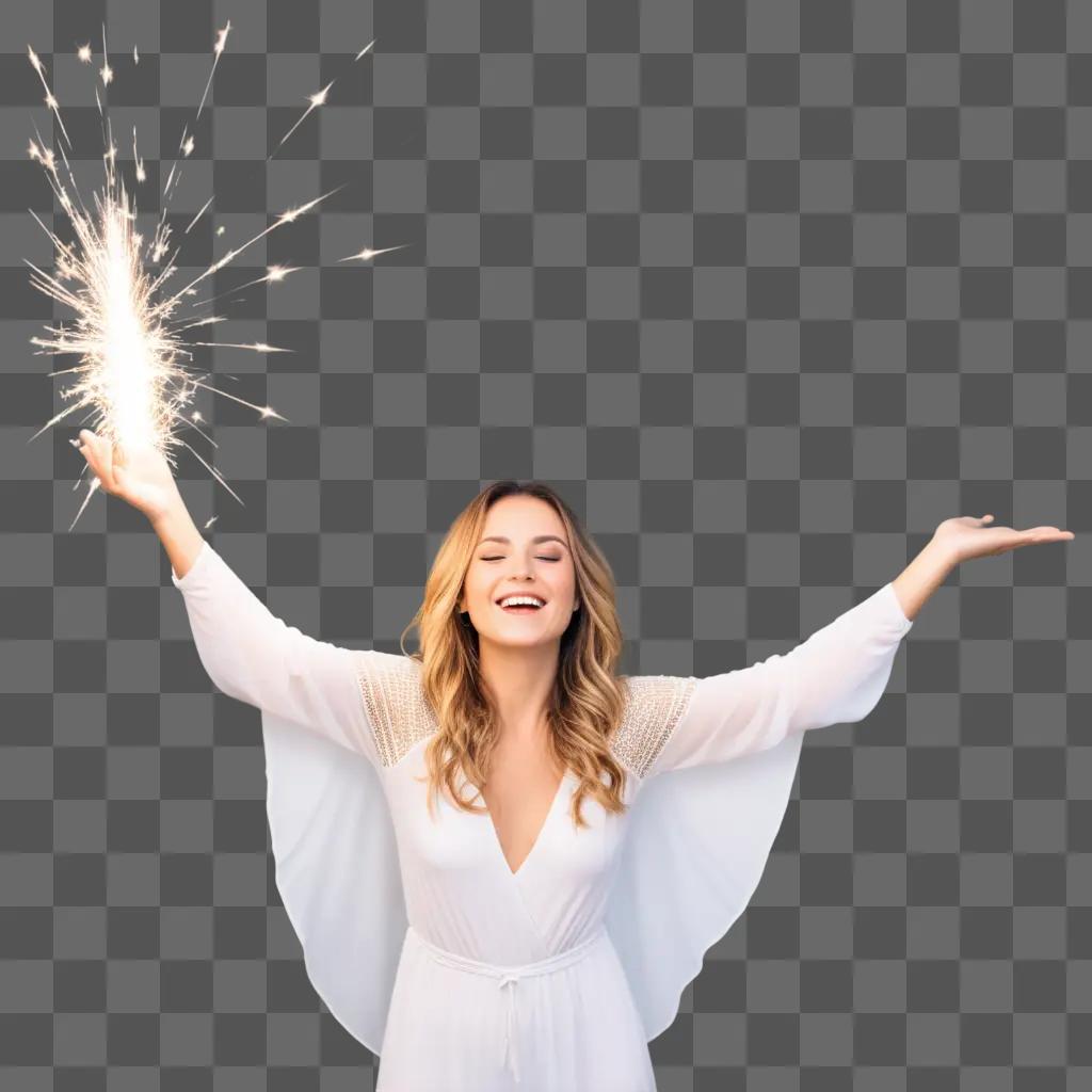 woman with open arms and free sparkles