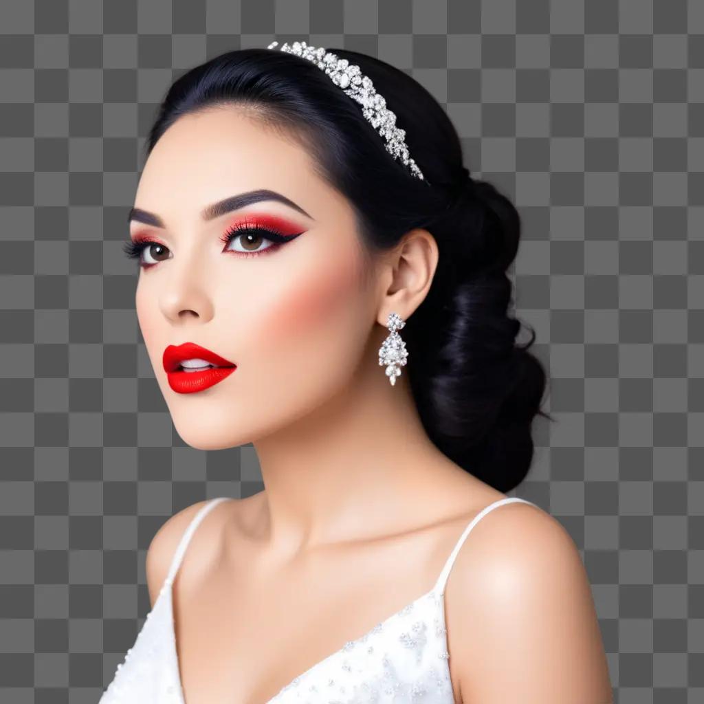 woman with red lipstick and a tiara