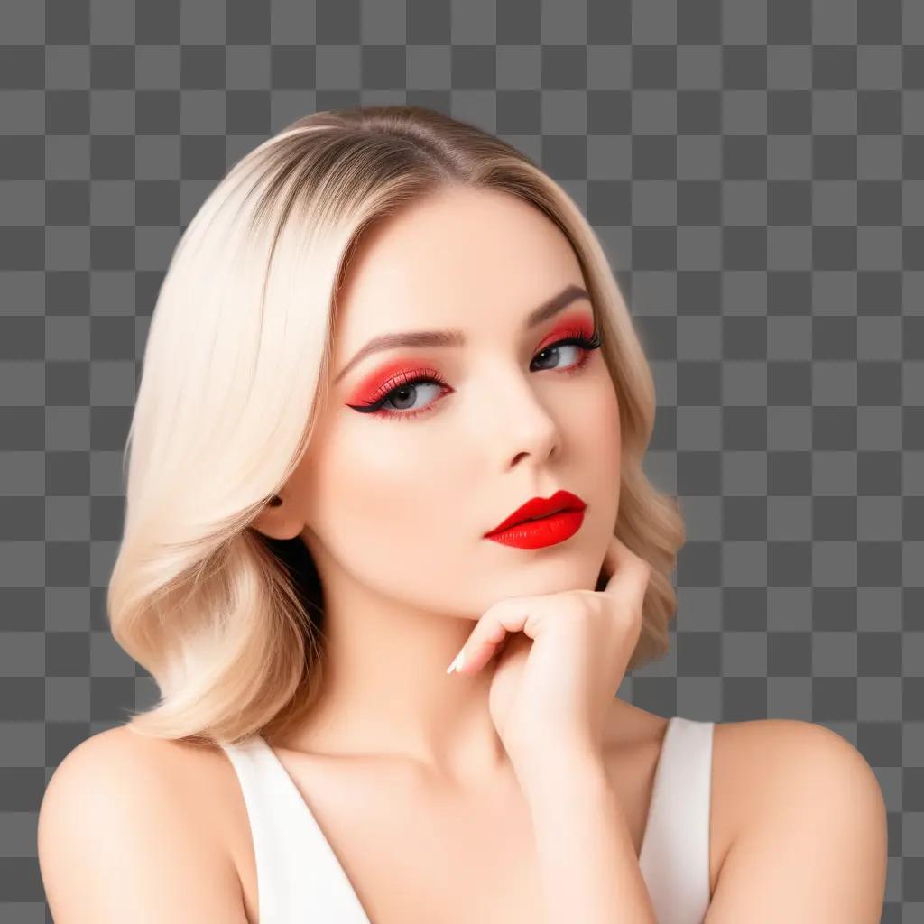 woman with red lipstick poses for a photo