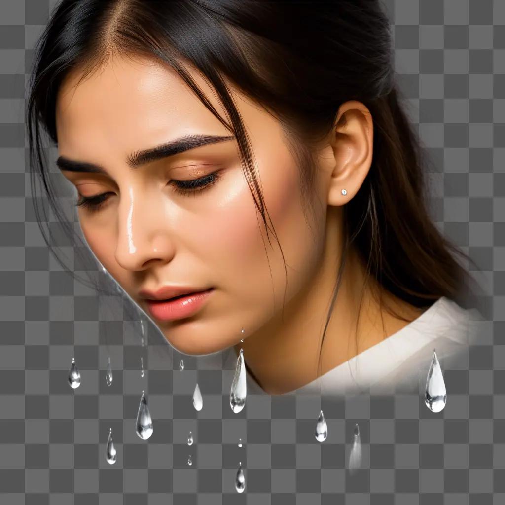 woman with tears falling over her face