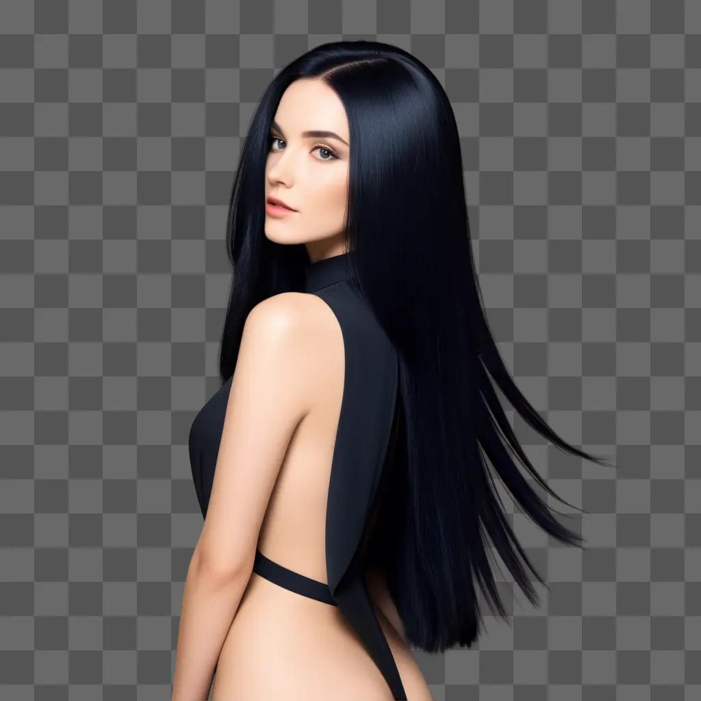 woman with transparent black hair poses for a picture