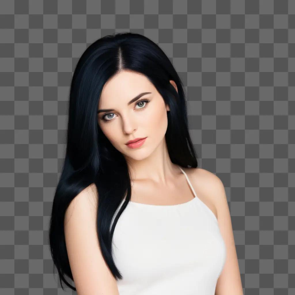 woman with transparent black hair posing