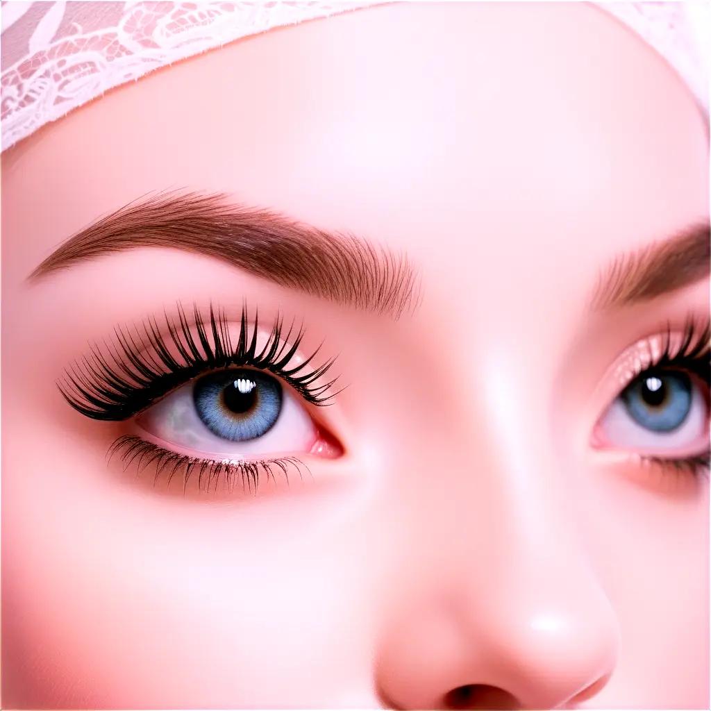 woman with transparent lashes and blue eyes