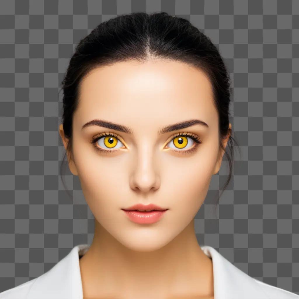 woman with yellow eyes in a white shirt