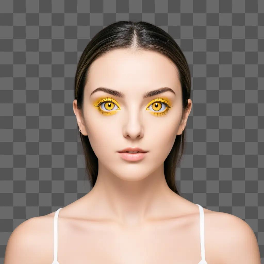 woman with yellow eyes looks at the camera