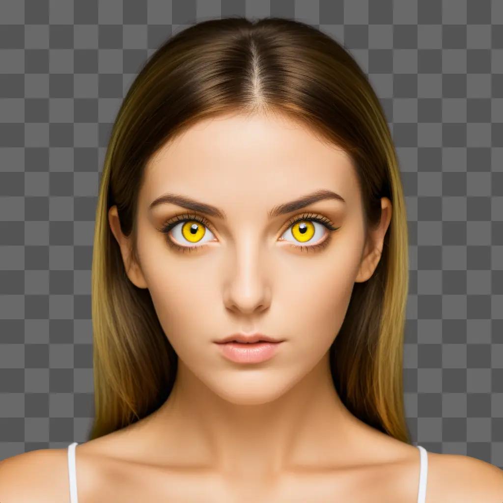 woman with yellow eyes stares into the camera