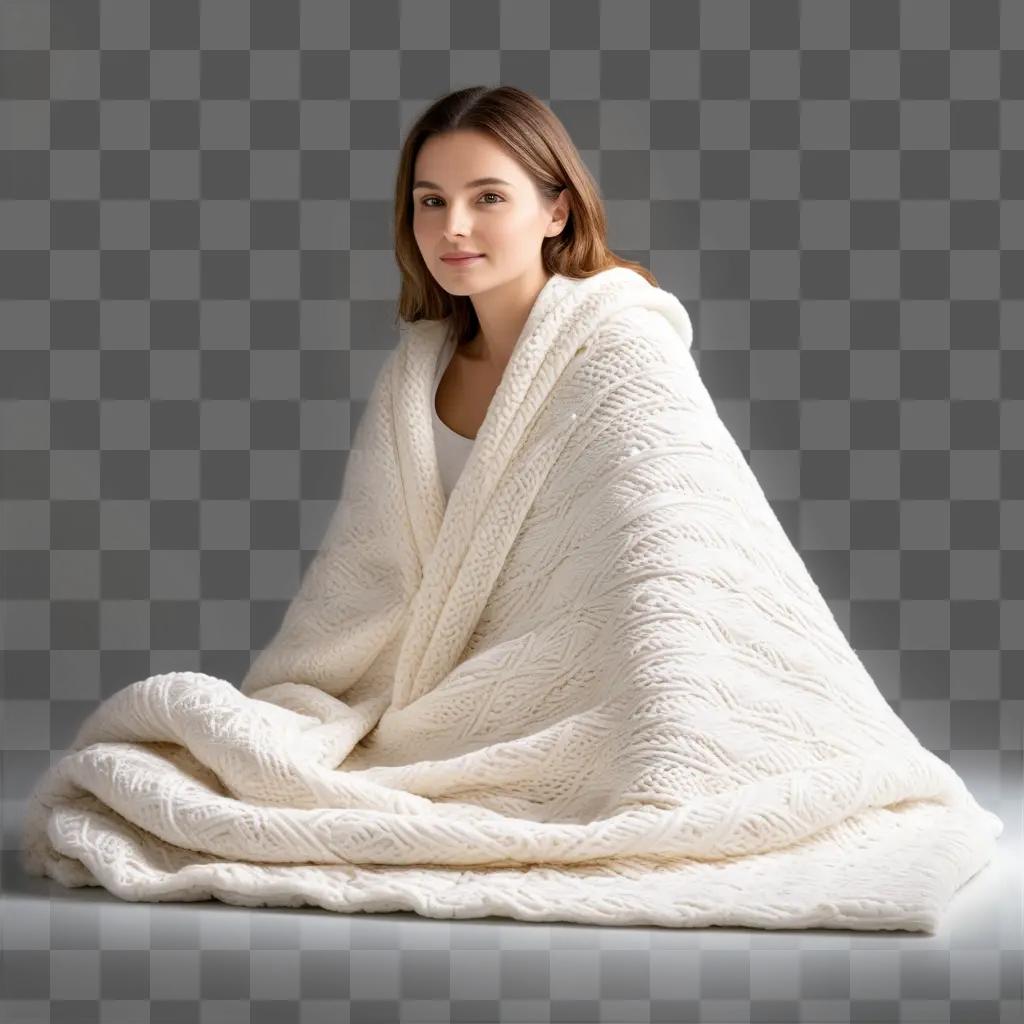 白い毛布に包まれた女性