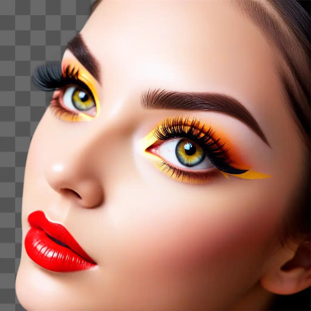 womans face features lash extensions and colorful eye makeup