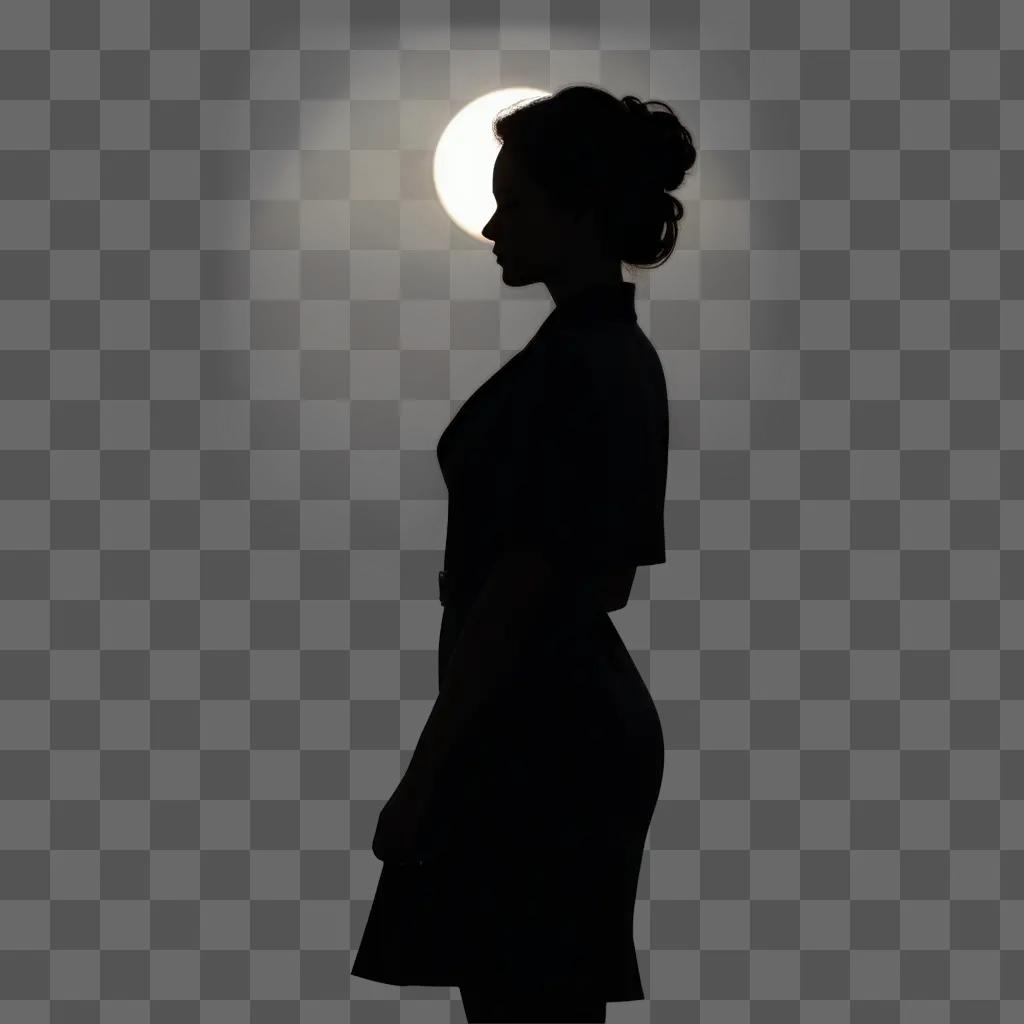 womans silhouette in a dimly lit room