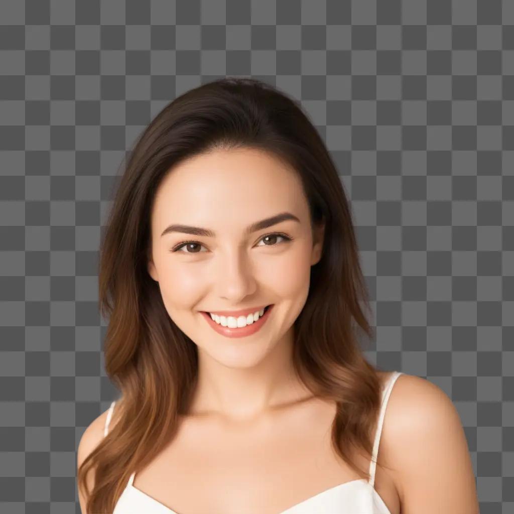 womans transparent smile on a brown background