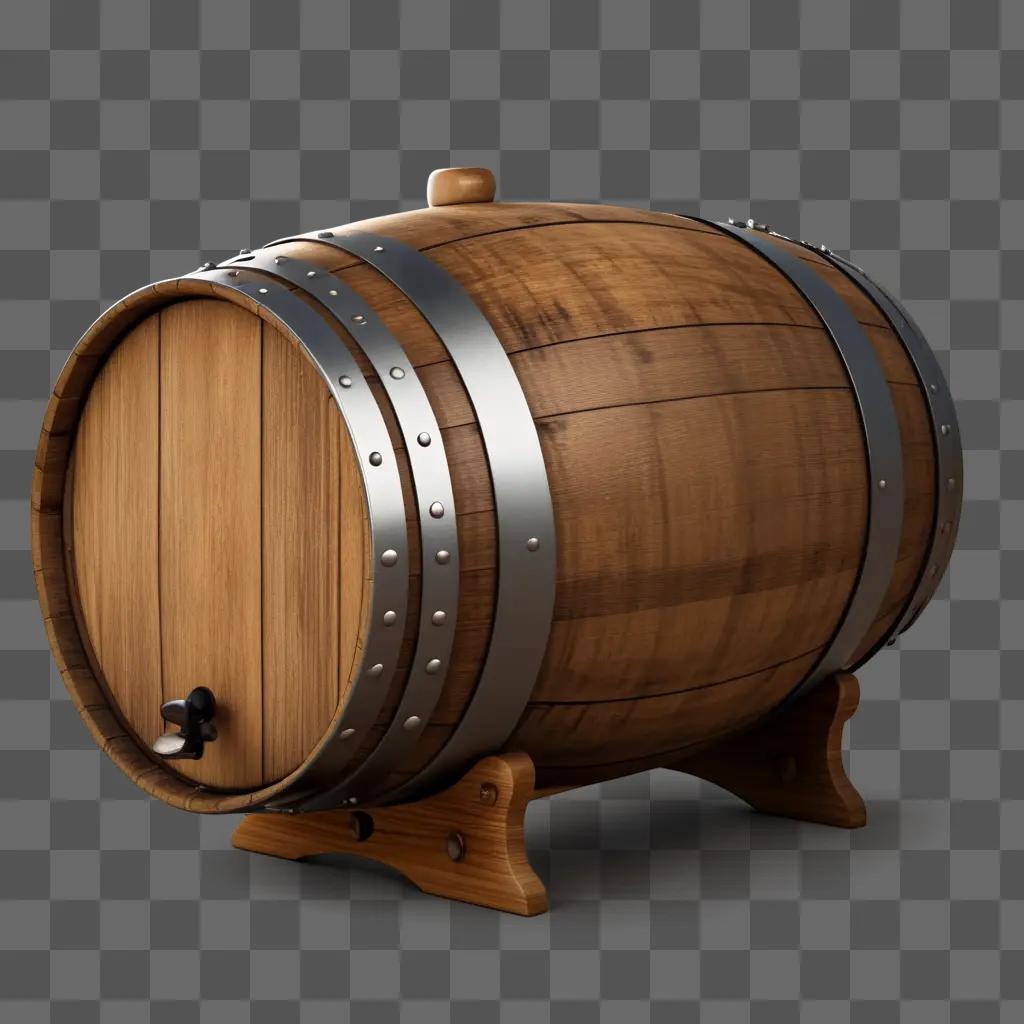 wooden barrel with a metal handle and silver rivets