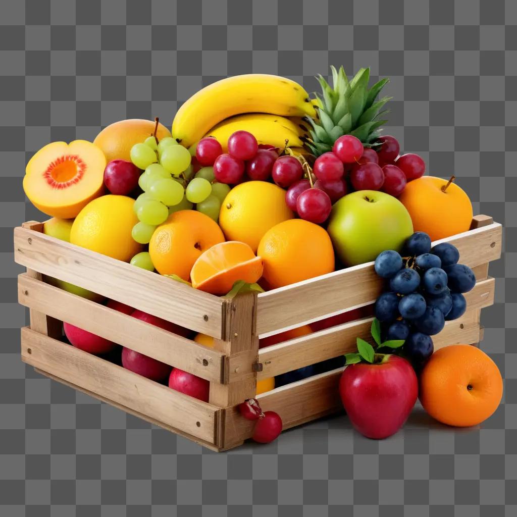 wooden crate filled with a variety of fruit