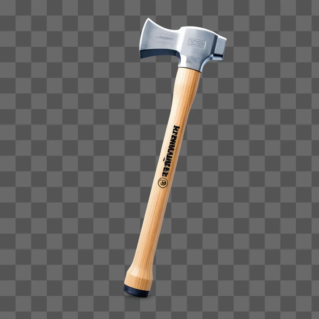 wooden hammer with a black handle