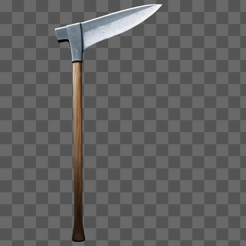 wooden pick axe on a gray background