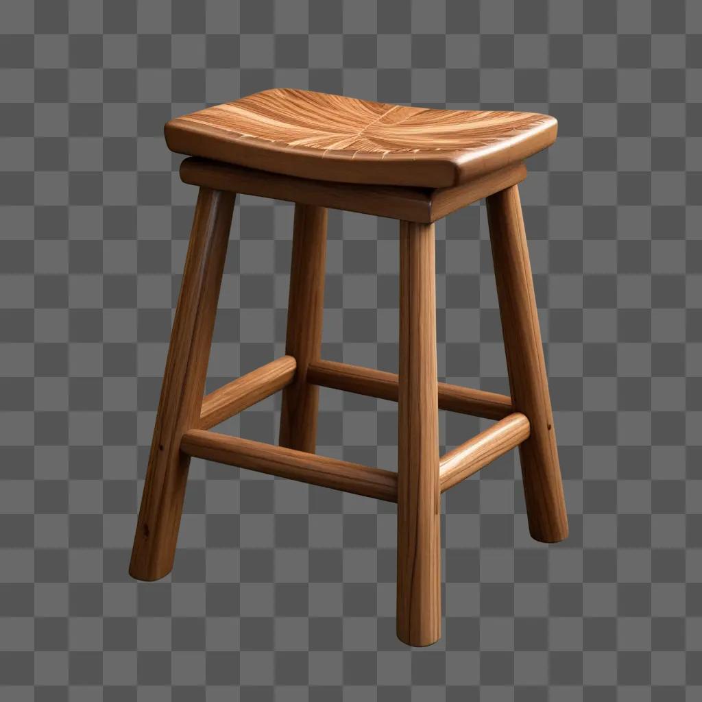 wooden stool against a brown wall