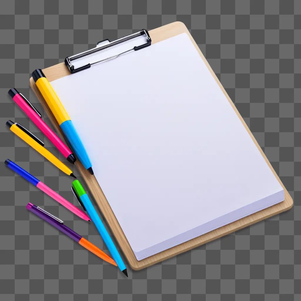 working clipart shows a clipboard with pens