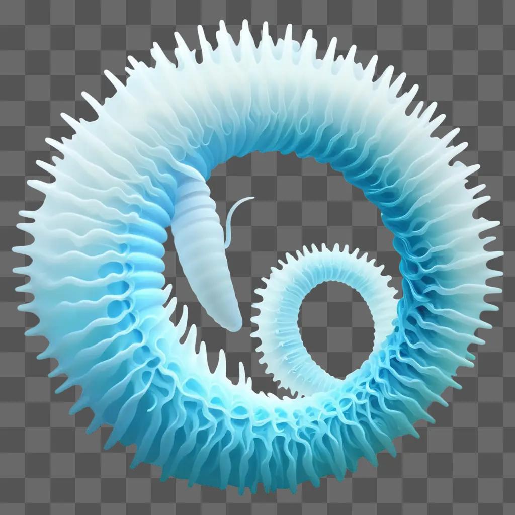 worm forms a spiral on a blue background