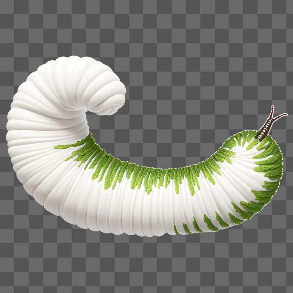 worm with green and white leaves on its body