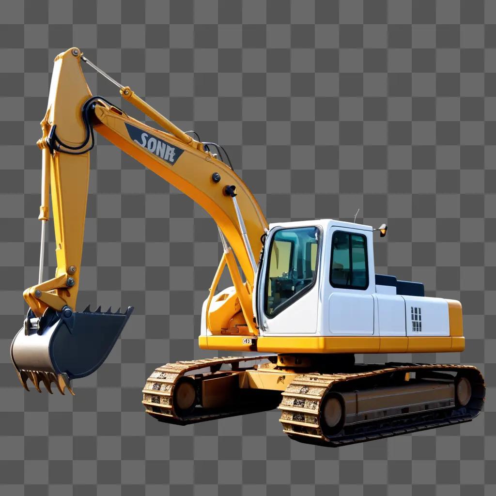 yellow and white excavator with Sonne on the side