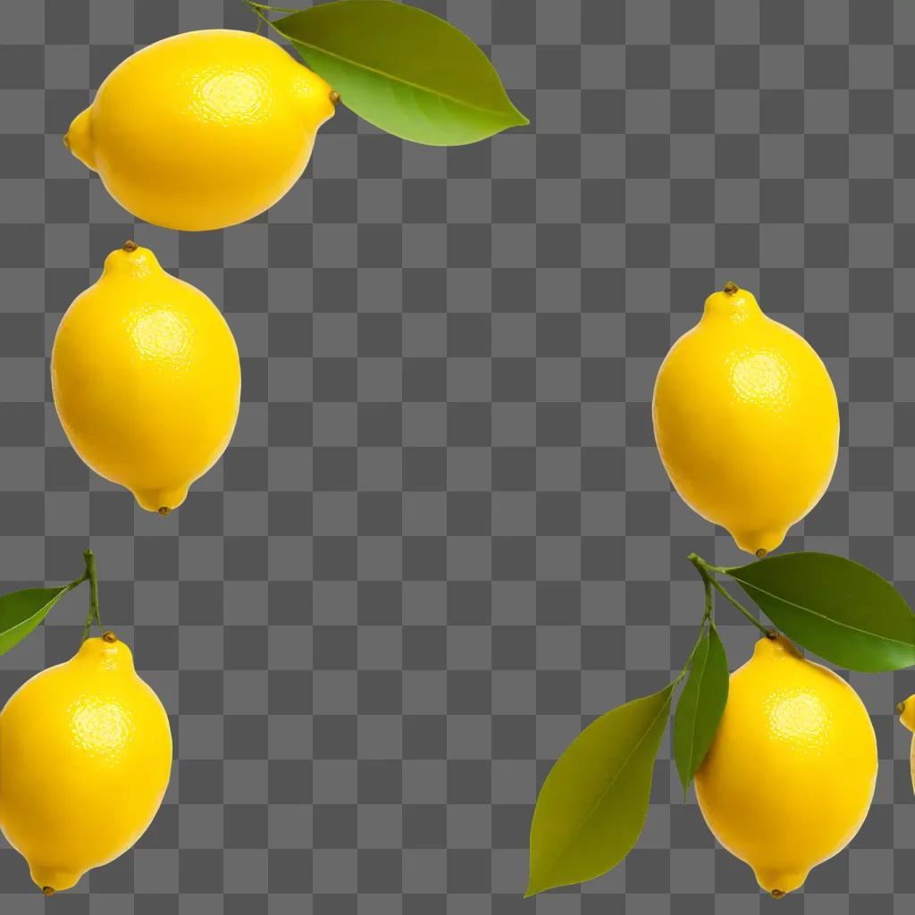 yellow background with clipart lemons and leaves