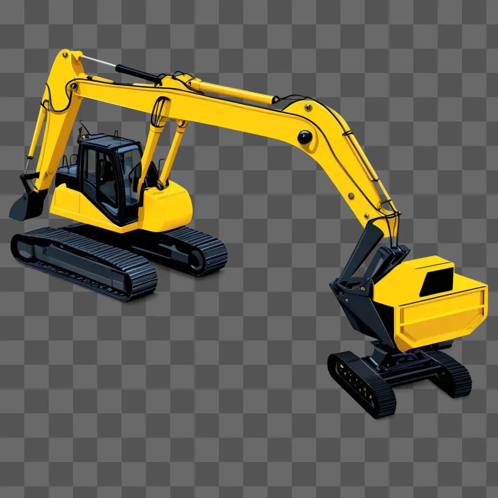 yellow excavator with a bucket on the ground