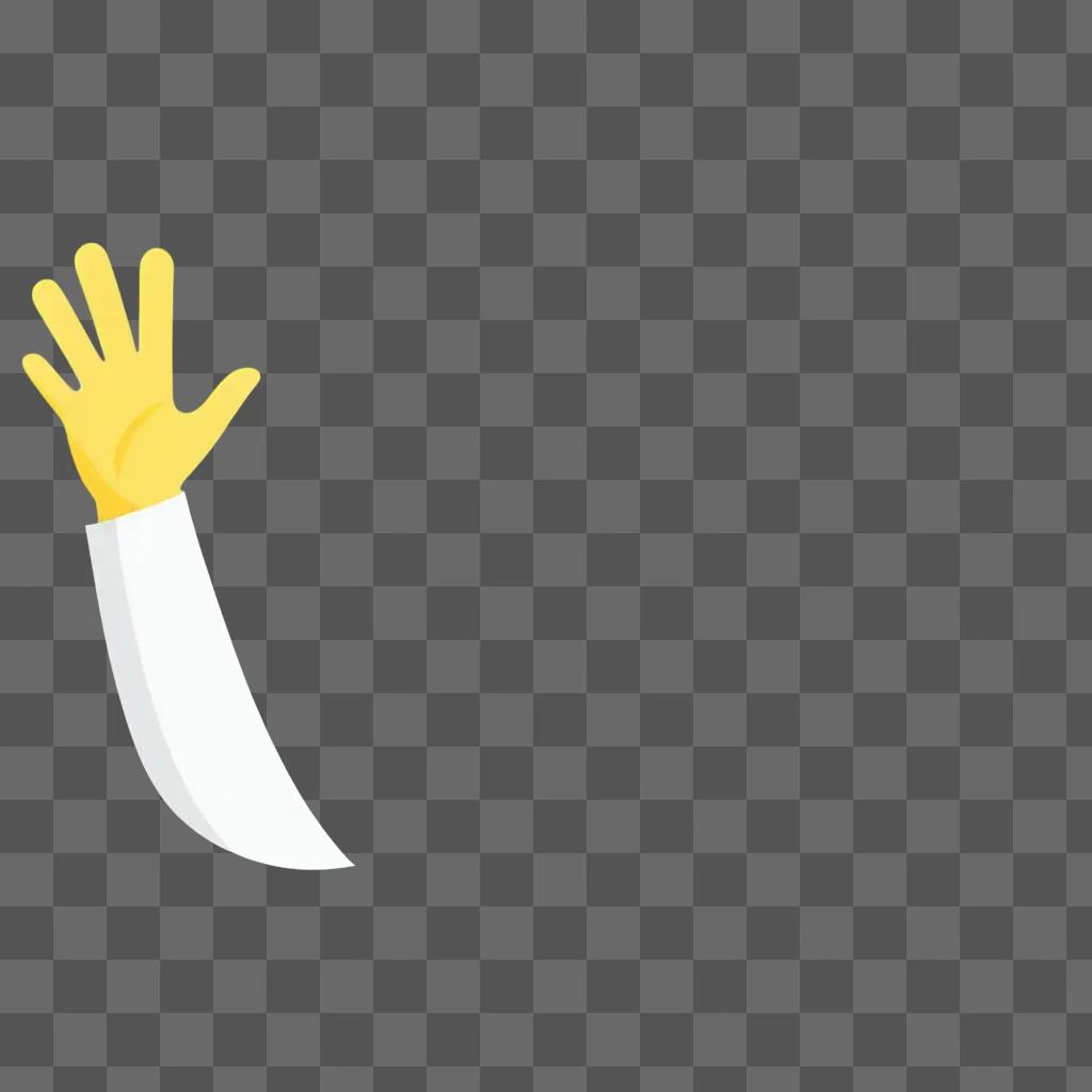 yellow glove waving its hand