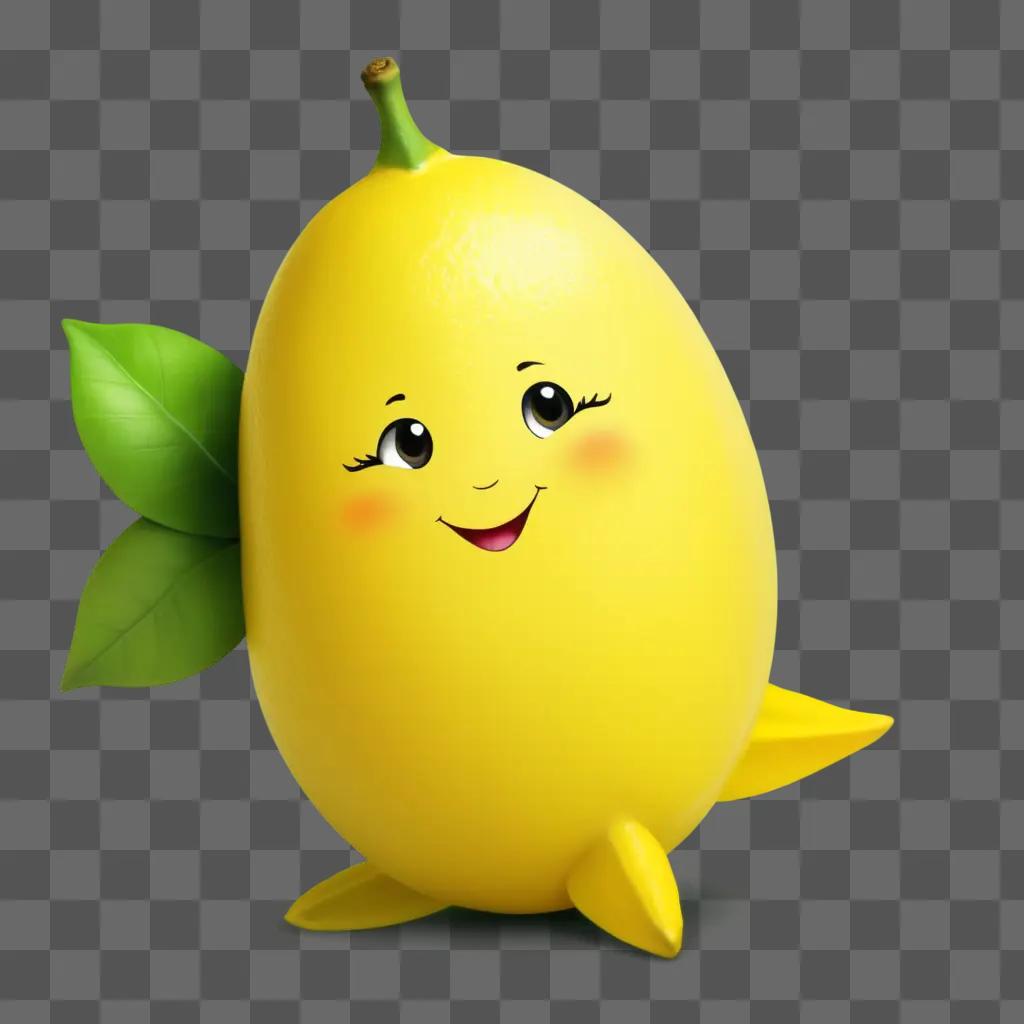 yellow lemon with a cute drawing on it