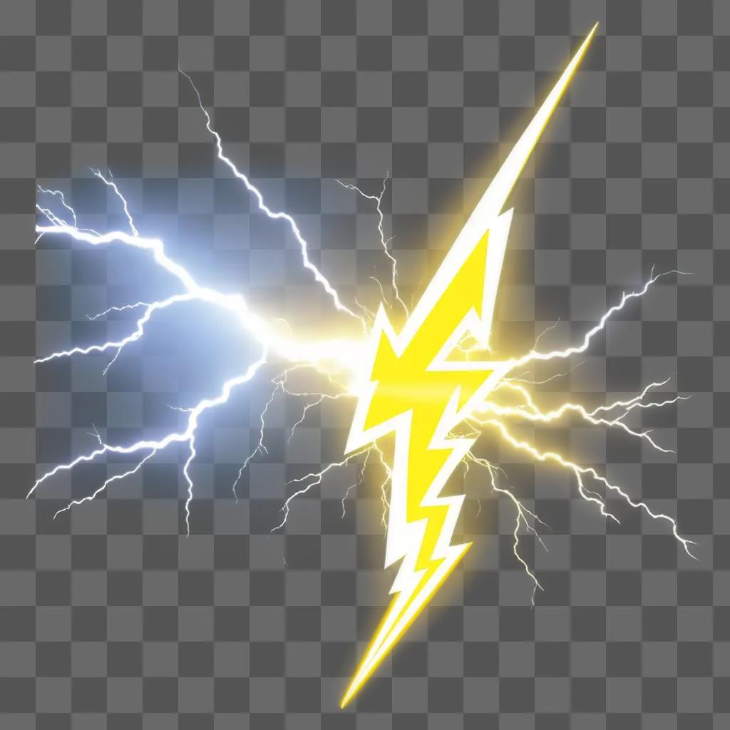 yellow lightning bolt striking a blue background