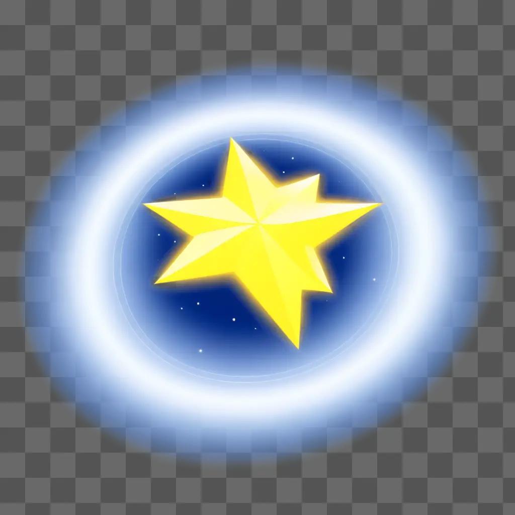 yellow star with a blue circle around it