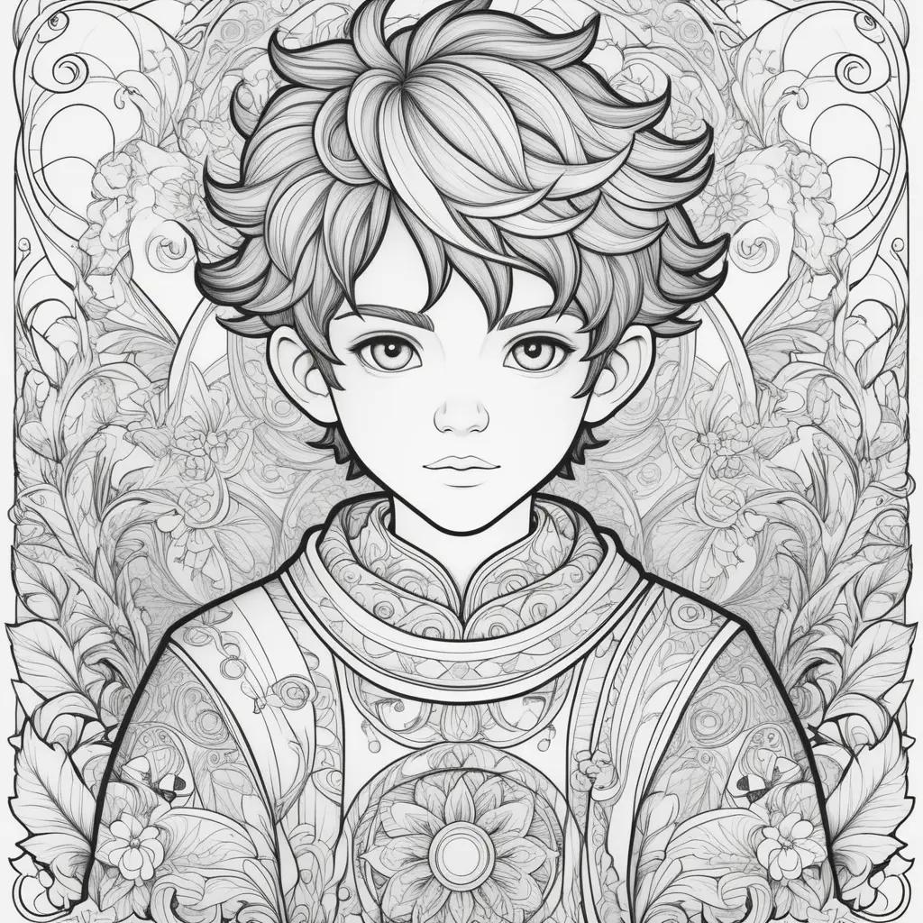 young boy with hair on his face coloring page